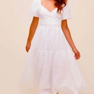 ASTR the Label SONNET PUFF SLEEVE MIDI DRESS - white/medium